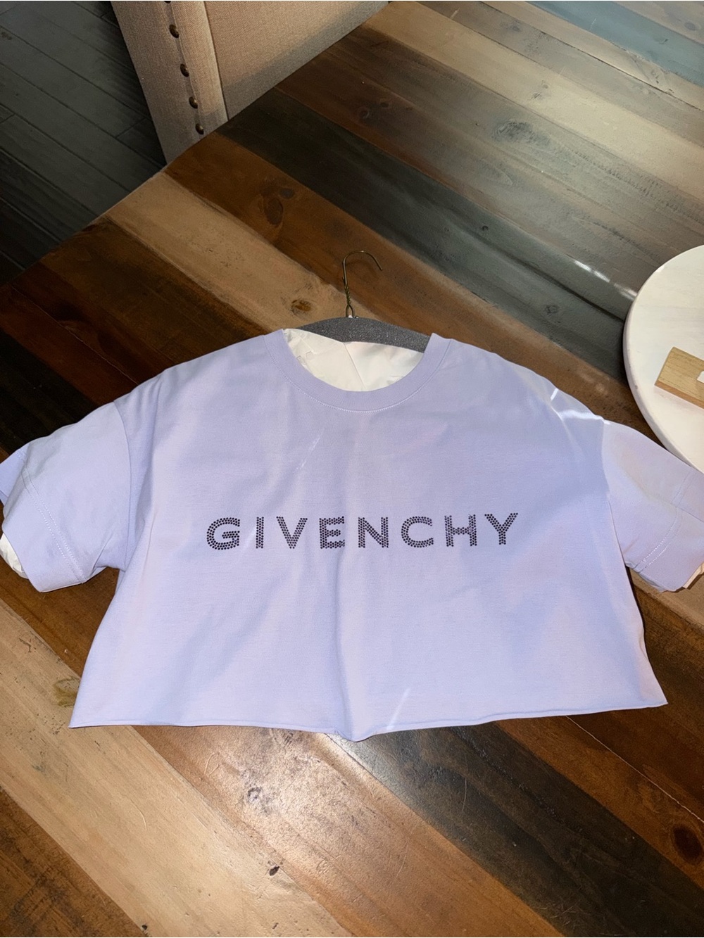 Givenchy Lilac Logo Cropped Tee